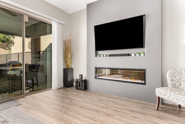 living room with light wood-type flooring