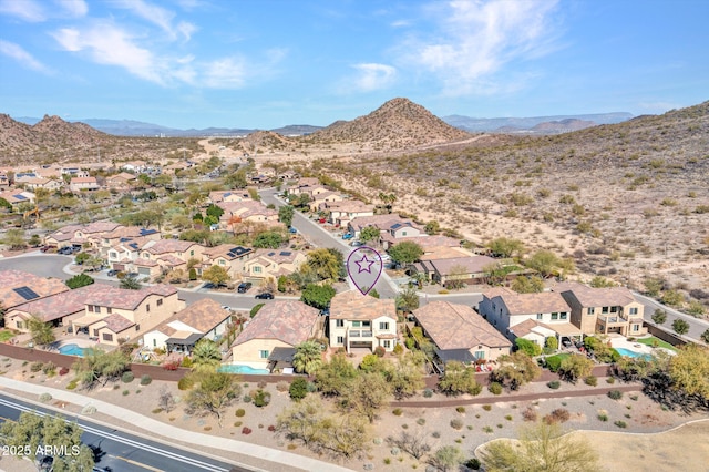 drone / aerial view with a mountain view