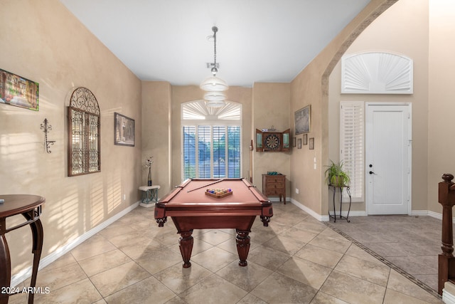 recreation room with pool table