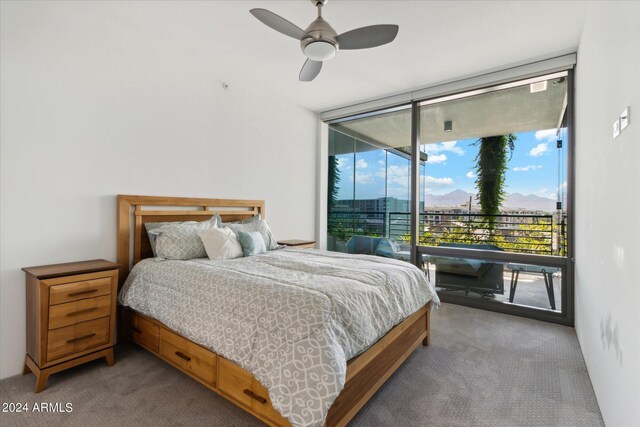 bedroom featuring carpet floors and ceiling fan