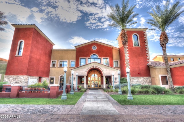 view of front facade featuring french doors