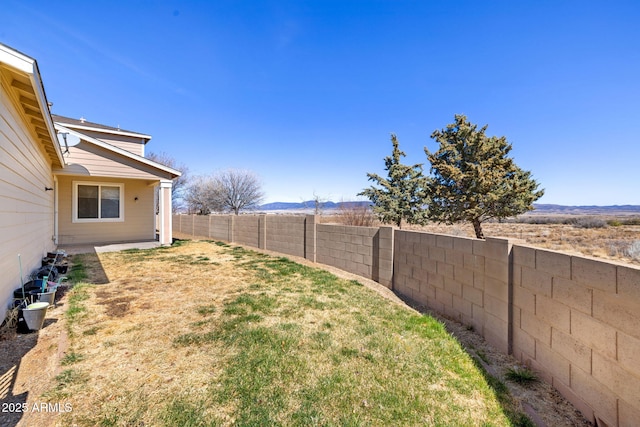 view of yard featuring a fenced backyard