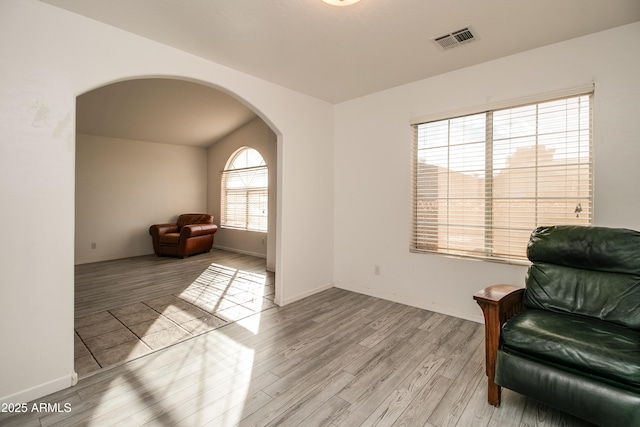 sitting room with light wood-type flooring