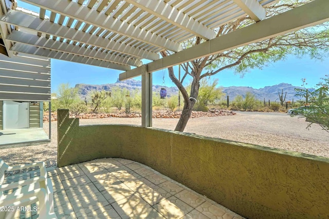 1704 S Barkley Rd, Apache Junction, AZ 85119 - view of patio featuring a mountain view and a pergola