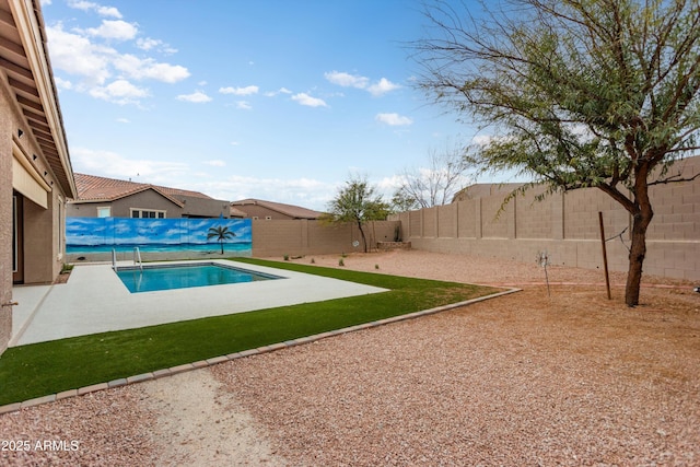 view of pool with a fenced in pool, a patio, and a fenced backyard