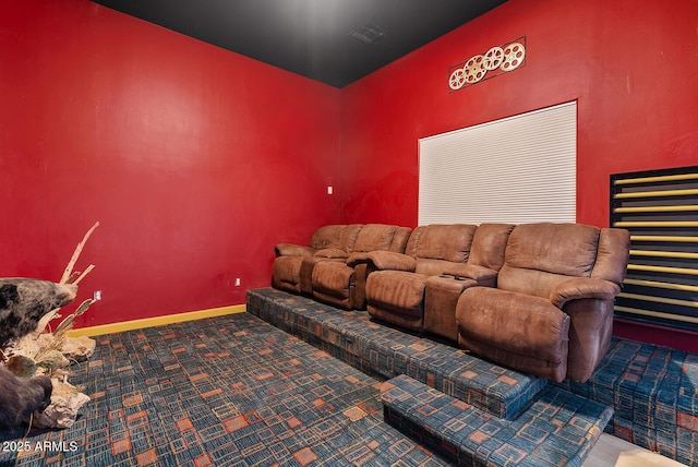 view of carpeted home theater