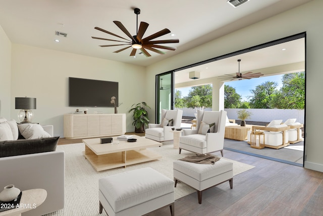 living room featuring light hardwood / wood-style floors