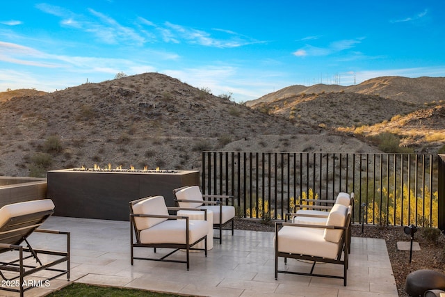 view of patio featuring a mountain view