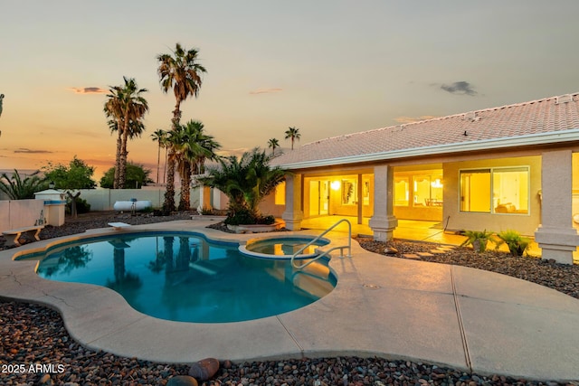 462 N Bedford Ct, Chandler, AZ 85225 - view of pool with a fenced backyard, a patio area, and a pool with connected hot tub