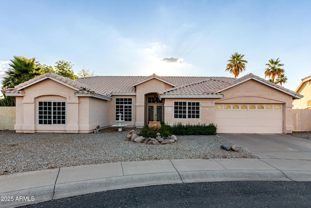 462 N Bedford Ct, Chandler, AZ 85225 - ranch-style house with a garage, a tile roof, concrete driveway, and stucco siding