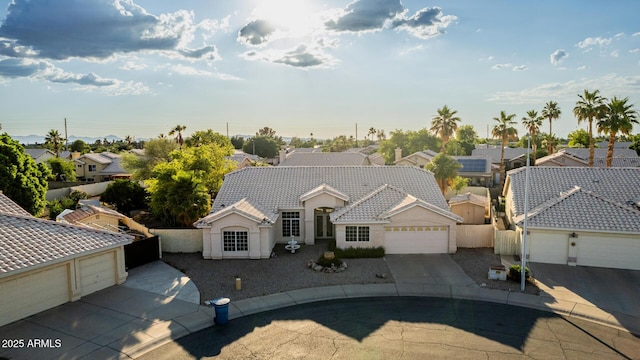 462 N Bedford Ct, Chandler, AZ 85225 - view of front facade featuring a tiled roof, a residential view, stucco siding, and concrete driveway