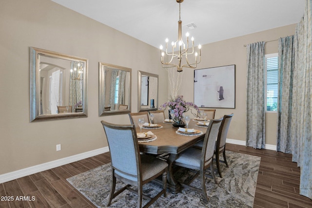 20151 E Via Del Palo St, Queen Creek, AZ 85142 - dining space featuring a chandelier and wood finished floors