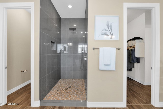 20151 E Via Del Palo St, Queen Creek, AZ 85142 - bathroom with walk in shower, wood finished floors, and a walk in closet