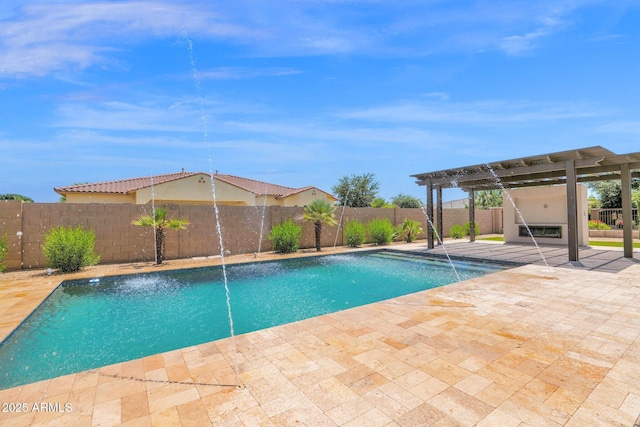 20151 E Via Del Palo St, Queen Creek, AZ 85142 - view of pool featuring a pergola, a fenced backyard, and a patio area