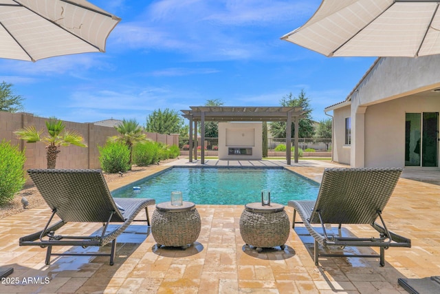 20151 E Via Del Palo St, Queen Creek, AZ 85142 - view of swimming pool with a pergola, a fenced backyard, and a patio