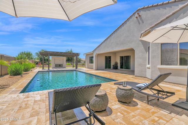 20151 E Via Del Palo St, Queen Creek, AZ 85142 - swimming pool featuring a pergola, a patio, and a fenced backyard