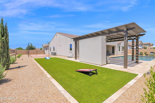 20151 E Via Del Palo St, Queen Creek, AZ 85142 - rear view of property featuring stucco siding, a fenced backyard, a patio, and a pergola