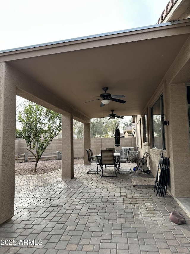 view of patio with ceiling fan