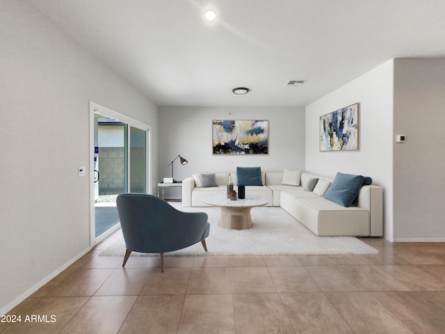 view of tiled living room