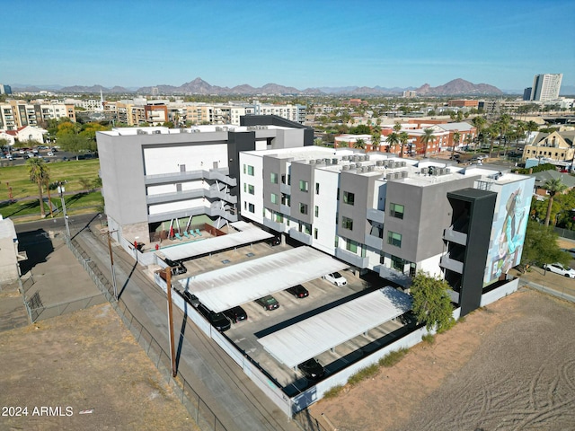 bird's eye view with a mountain view