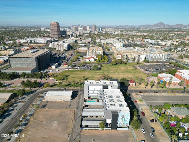 bird's eye view with a mountain view