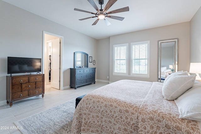 bedroom featuring ceiling fan