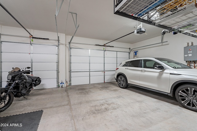 garage with a garage door opener