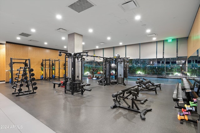 gym with expansive windows