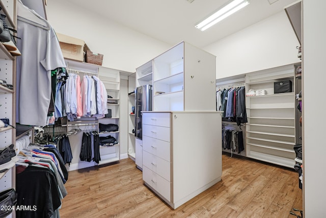 spacious closet with light wood-type flooring