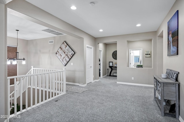 21328 E Misty Ln, Queen Creek, AZ 85142 - corridor featuring carpet floors, baseboards, recessed lighting, and visible vents