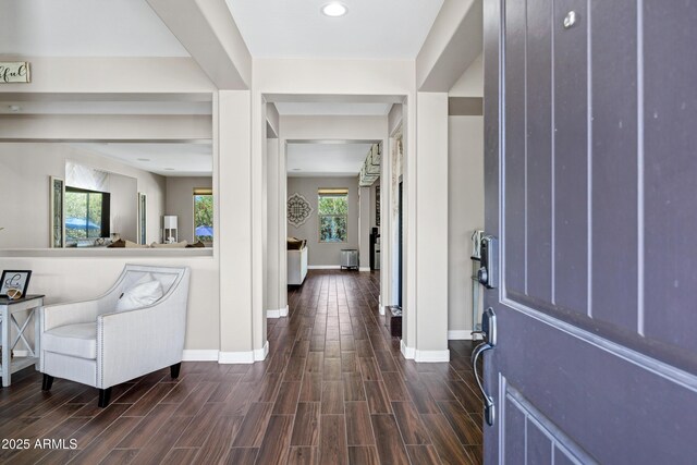 21328 E Misty Ln, Queen Creek, AZ 85142 - entrance foyer featuring dark wood-style flooring, baseboards, and recessed lighting