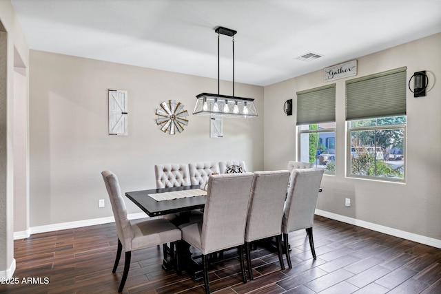 21328 E Misty Ln, Queen Creek, AZ 85142 - dining space featuring visible vents, baseboards, and dark wood-style floors