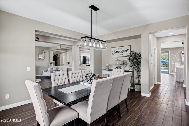 21328 E Misty Ln, Queen Creek, AZ 85142 - dining room with dark wood-type flooring, baseboards, and recessed lighting