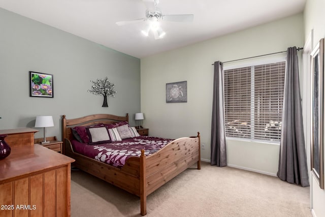 818 E Hiddenview Dr, Phoenix, AZ 85048 - bedroom with light colored carpet, baseboards, and ceiling fan