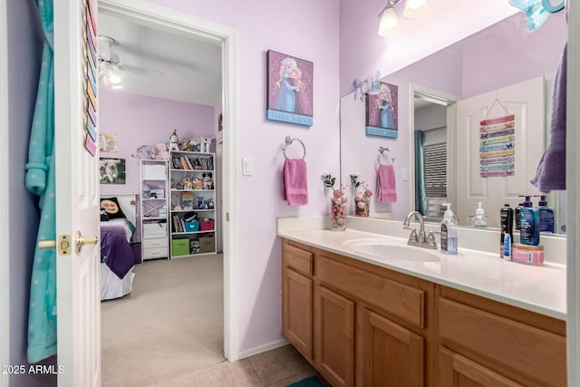 818 E Hiddenview Dr, Phoenix, AZ 85048 - bathroom featuring vanity, ensuite bathroom, and a ceiling fan