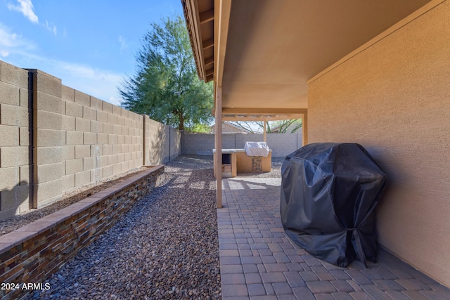 view of patio with area for grilling