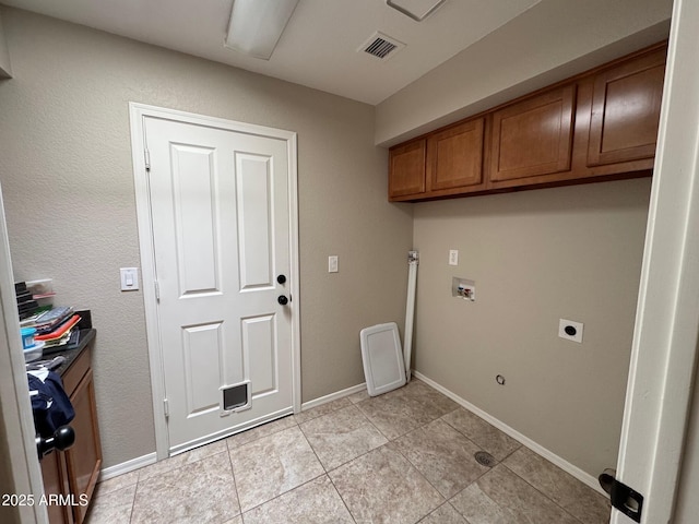 2077 N Lake Shore Dr, Casa Grande, AZ 85122 - laundry room featuring visible vents, hookup for a washing machine, baseboards, hookup for an electric dryer, and cabinet space