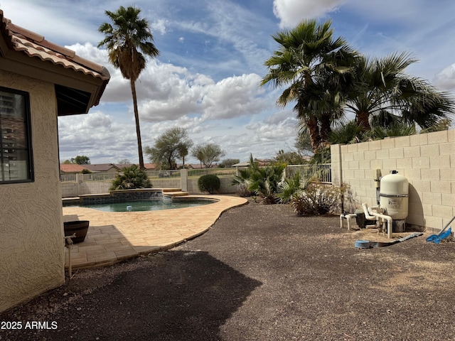 2077 N Lake Shore Dr, Casa Grande, AZ 85122 - view of yard featuring a fenced in pool, a fenced backyard, and a patio area