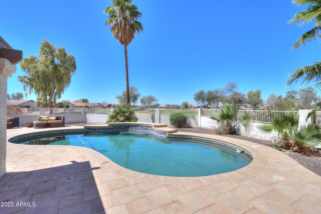 2077 N Lake Shore Dr, Casa Grande, AZ 85122 - view of swimming pool with a fenced in pool, a fenced backyard, and a patio area
