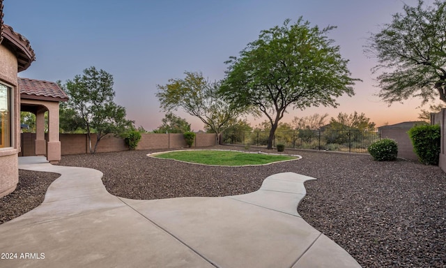 view of yard at dusk