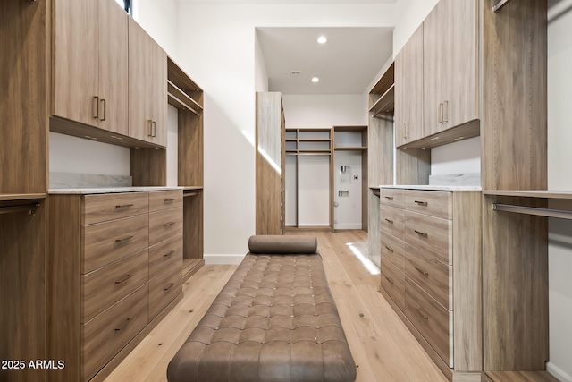 spacious closet with light wood finished floors