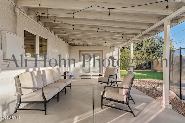 view of patio featuring an outdoor living space