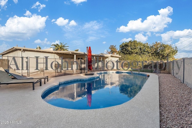 view of swimming pool with a patio