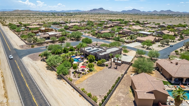 drone / aerial view featuring a mountain view