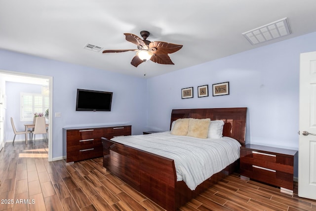 bedroom featuring ceiling fan