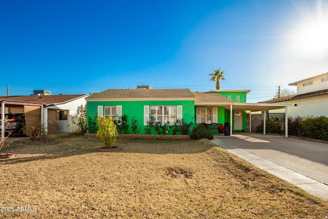 single story home with a carport