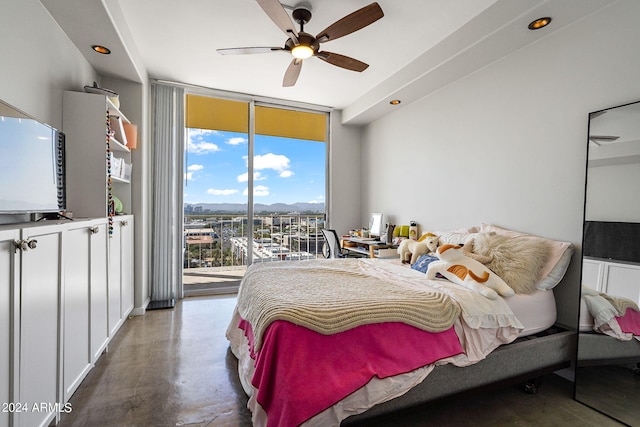207 W Clarendon Ave Unit 20B, Phoenix, AZ 85013 - bedroom featuring floor to ceiling windows, access to outside, recessed lighting, and finished concrete floors