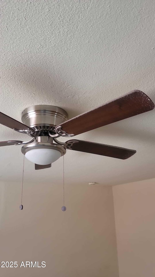 details with a textured ceiling