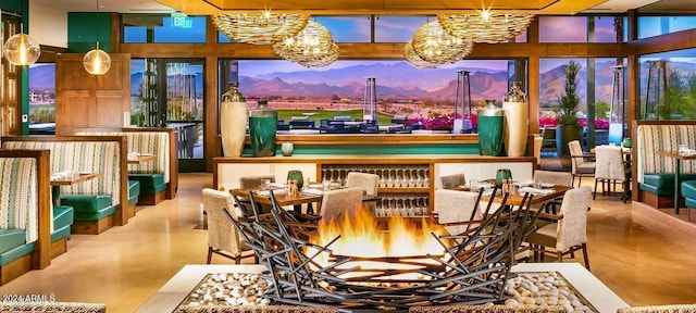 dining room with a chandelier