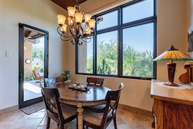 dining room with an inviting chandelier